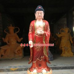 立式如來(lái)佛雕塑，玻璃鋼彩繪佛像