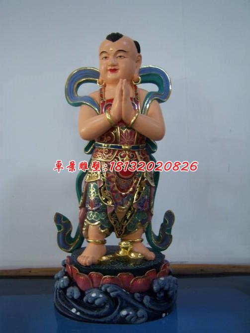 玻璃鋼善財童子雕塑，彩繪神仙雕塑 (2)