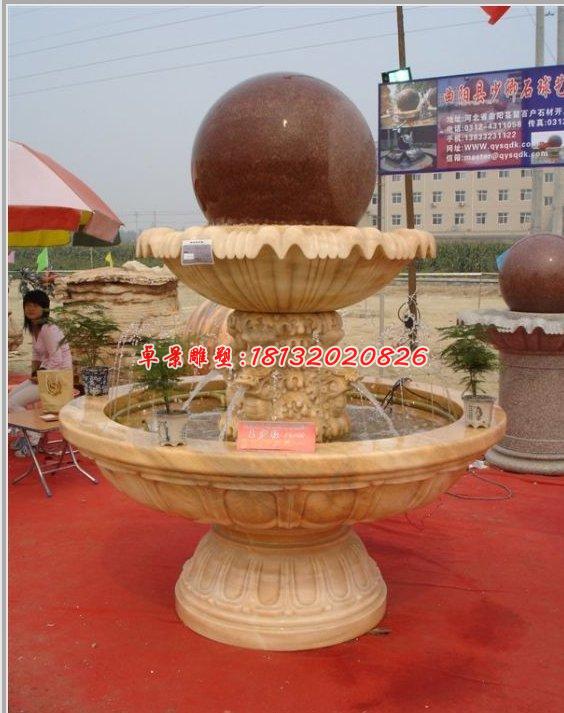 風(fēng)水球石雕，晚霞紅風(fēng)水球噴泉