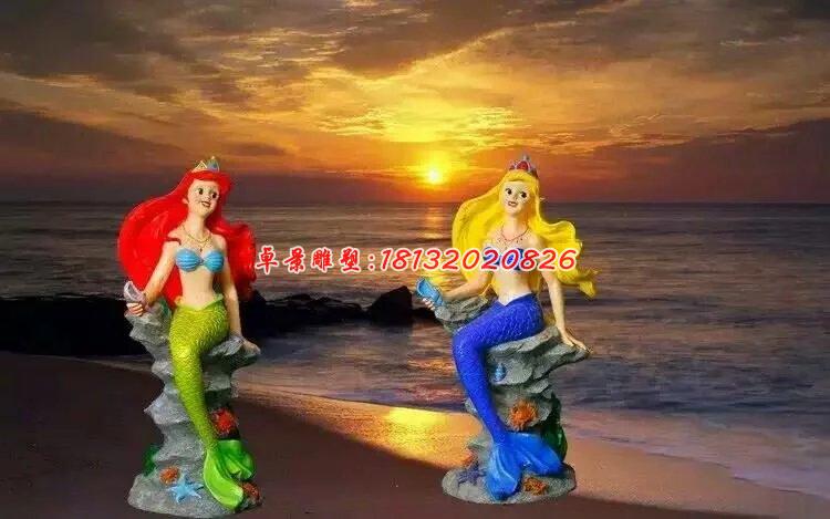 玻璃鋼美人魚雕塑，玻璃鋼卡通人物雕塑 (1)