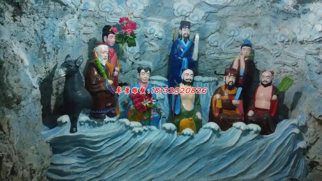 玻璃鋼八仙過(guò)海雕塑，玻璃鋼神仙雕塑