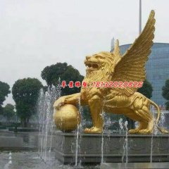 踩球飛獅銅雕，廣場(chǎng)銅獅子雕塑