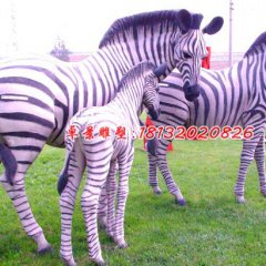 玻璃鋼動(dòng)物雕塑，仿真斑馬雕塑