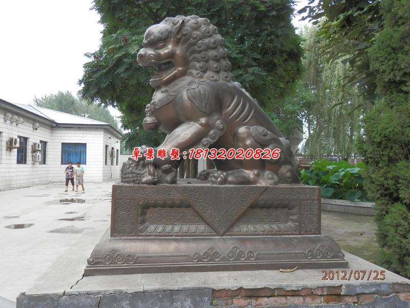 銅雕北京獅，看門(mén)獅子雕塑 (2)