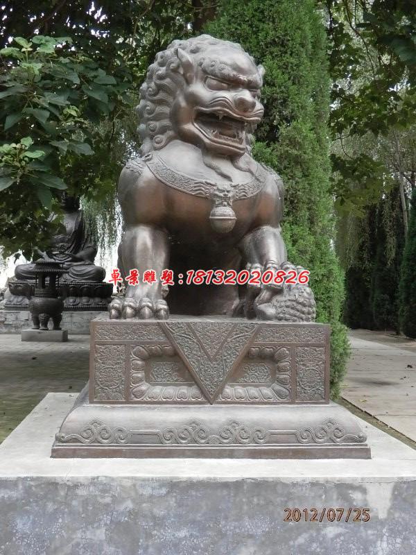 銅雕北京獅，看門(mén)獅子雕塑 (1)