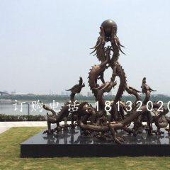 九龍戲珠銅雕，九龍銅雕，廣場(chǎng)龍雕塑
