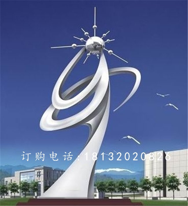 不銹鋼升騰雕塑，不銹鋼企業(yè)抽象雕塑
