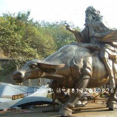 老子騎牛雕塑，古代人物騎牛雕塑