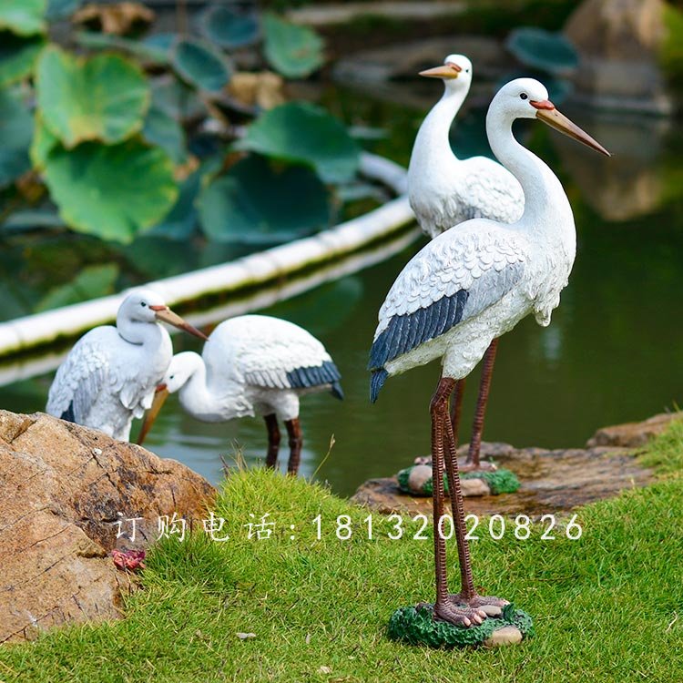 玻璃鋼仙鶴，玻璃鋼仿真仙鶴雕塑 (2)