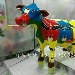玻璃鋼小牛，彩繪玻璃鋼動物雕塑