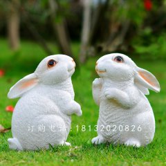 玻璃鋼小白兔，玻璃鋼仿真兔子雕塑