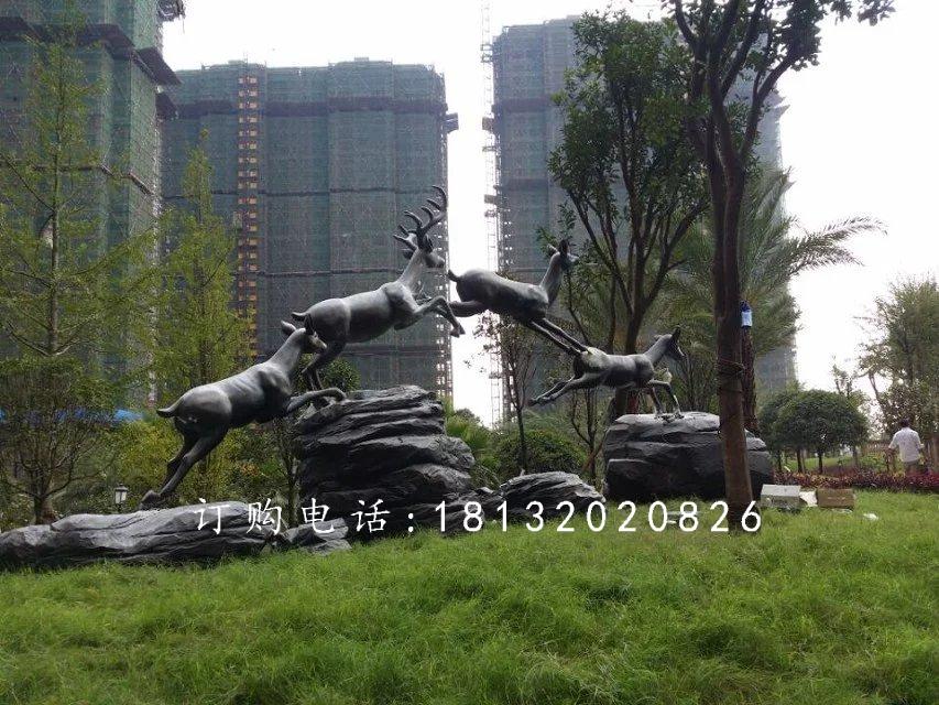 梅花鹿銅雕，跑著的梅花鹿銅雕 (1)
