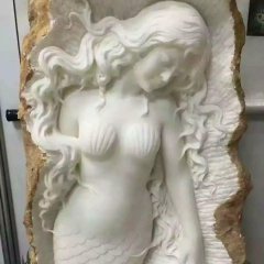 美人魚石雕，漢白玉人物石雕