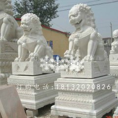 看門獅子雕塑，漢白玉石雕獅子