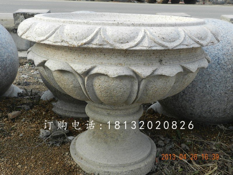 大理石花盆雕塑，公園景觀(guān)花盆石雕 (6)