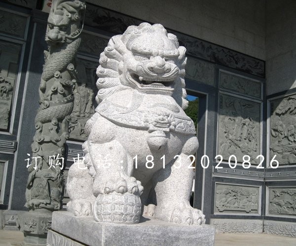 漢白玉石獅子雕塑，石獅子雕塑
