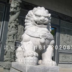 漢白玉石獅子雕塑，石獅子雕塑