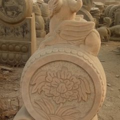門墩石雕，晚霞紅抱鼓石