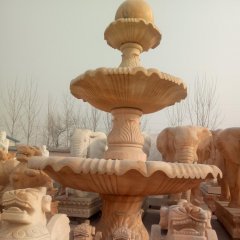 風(fēng)水球噴泉，晚霞紅噴泉石雕
