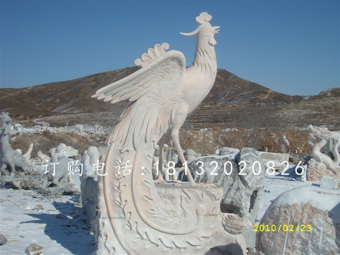 鳳凰石雕，晚霞紅動物石雕 (1)