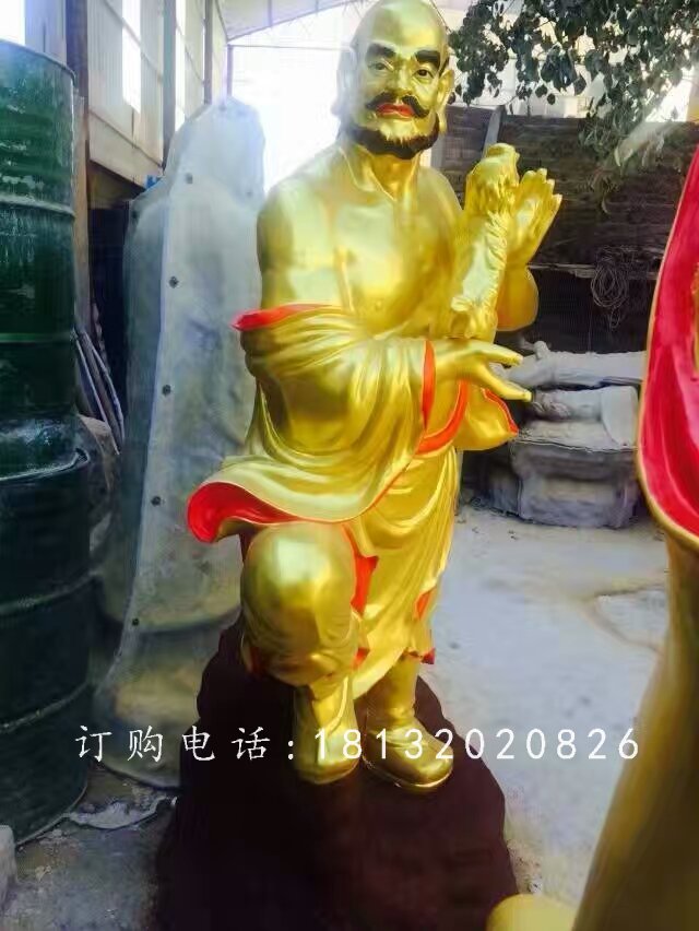 十八羅漢雕塑，玻璃鋼貼金羅漢 (1)