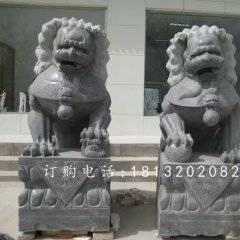 青石獅子雕塑，石雕北京獅