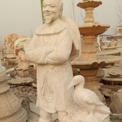 漁翁得利石雕，公園小品石雕