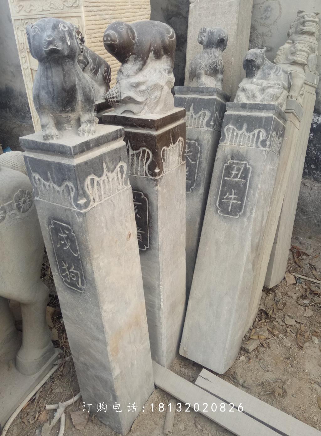 青石拴馬柱雕塑，仿古拴馬柱 (2)