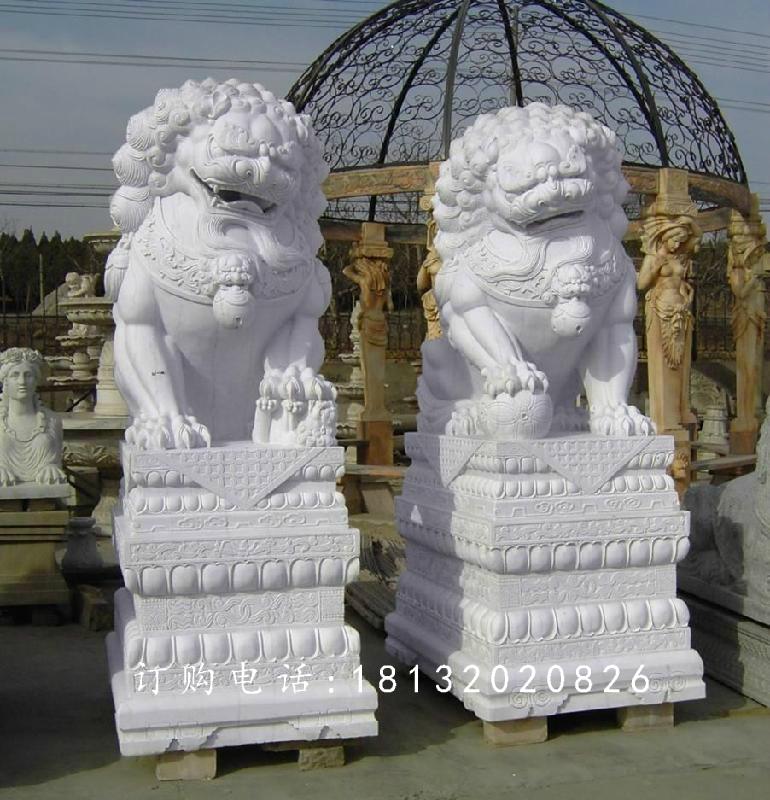 漢白玉獅子石雕，門口獅子雕塑
