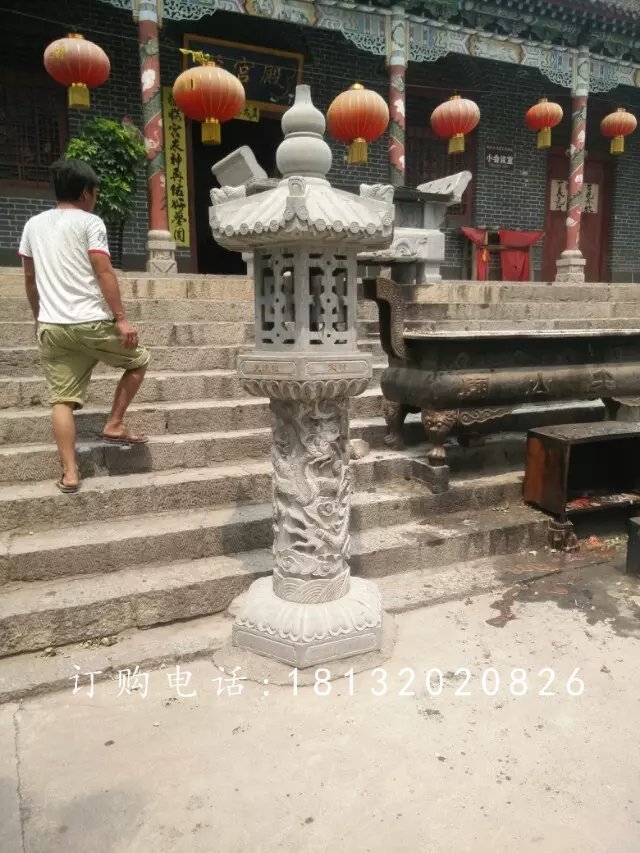 石雕燈，青石宮燈雕塑