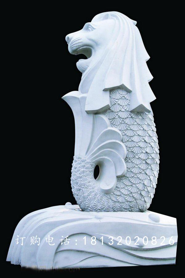 魚(yú)尾獅石雕，公園景觀石雕