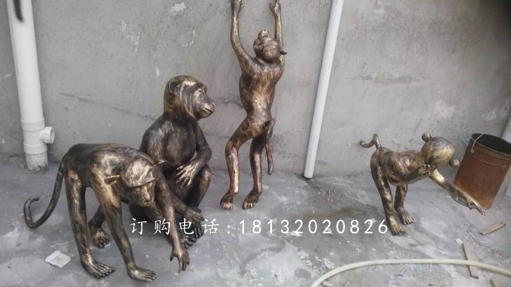 猴子銅雕，動物銅雕 (2)