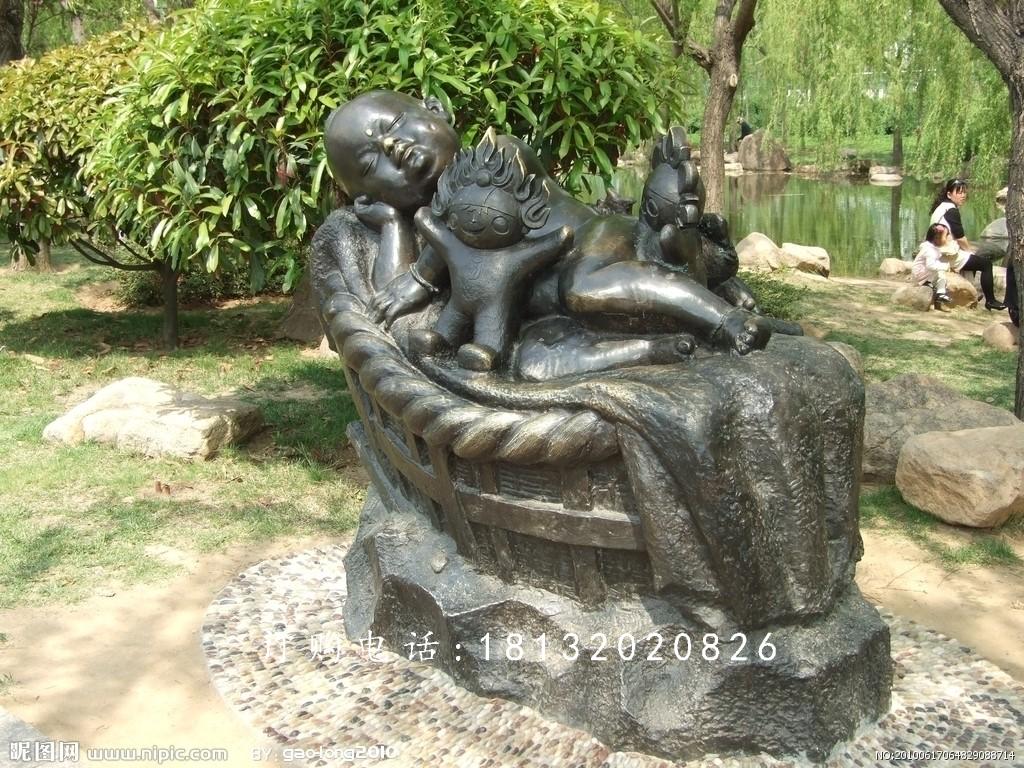 嬰兒睡覺銅雕，廣場人物銅雕