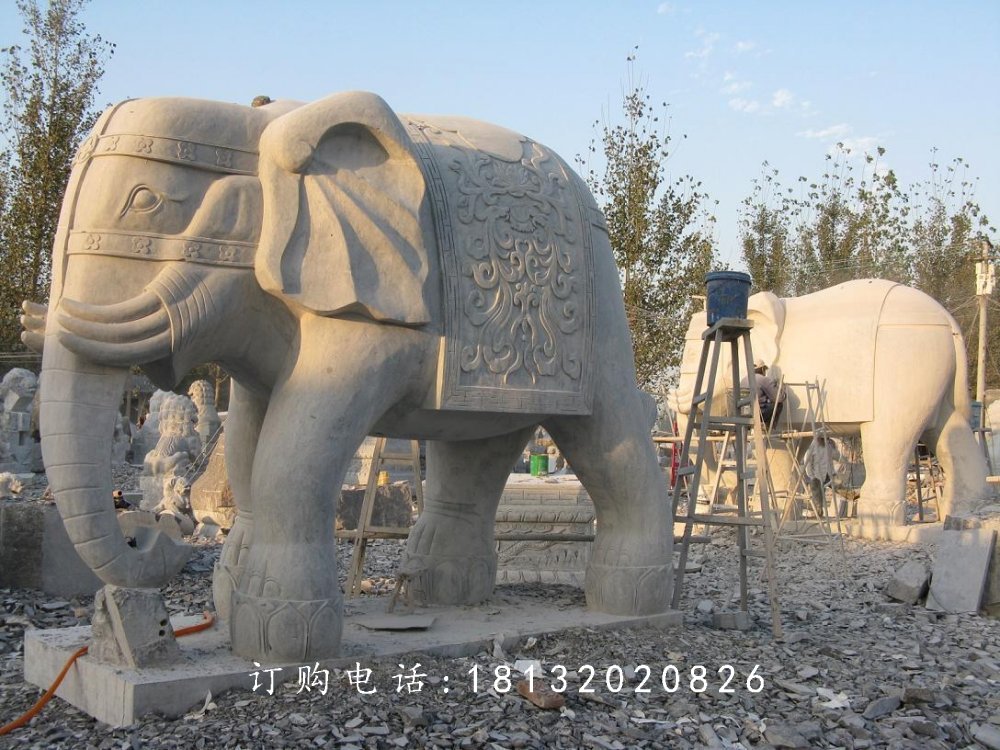 石雕大象,石雕動(dòng)物雕塑