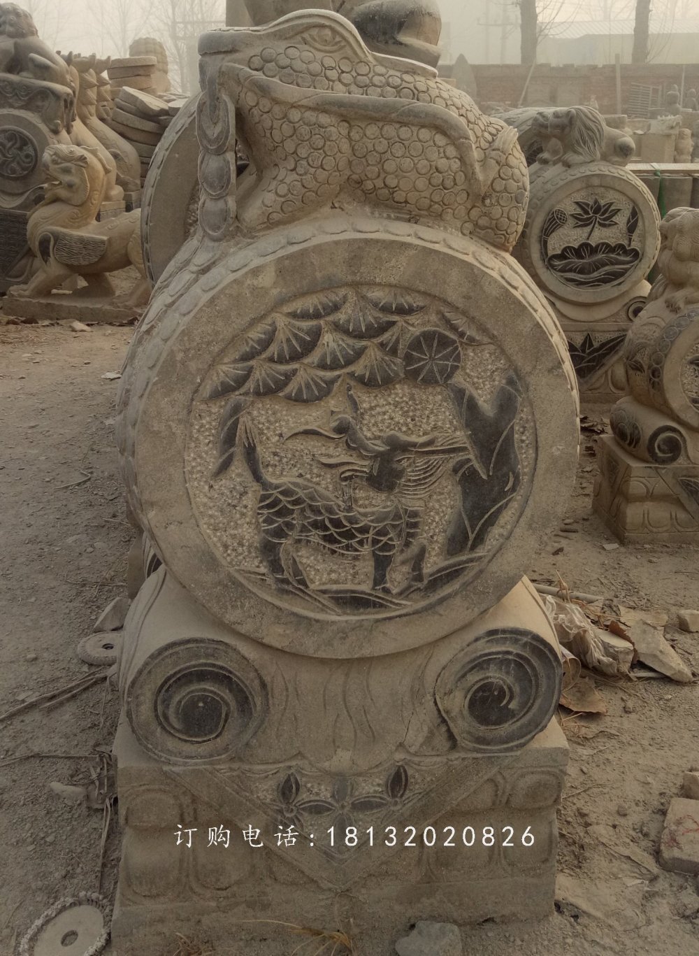 金蟾石雕門(mén)墩，仿古石門(mén)墩，石雕抱鼓石