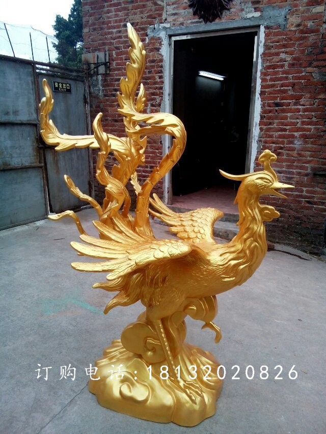 玻璃鋼鳳凰，玻璃鋼仿銅動(dòng)物