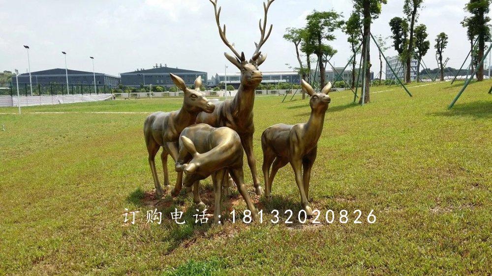 梅花鹿銅雕，園林景觀銅雕，公園動物銅雕