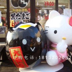 玻璃鋼kitty貓雕塑，卡通玻璃鋼雕塑