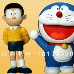 玻璃鋼大雄與多啦a夢雕塑，卡通人物雕塑