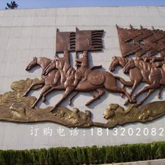 鍛銅浮雕，古代人物騎馬銅浮雕