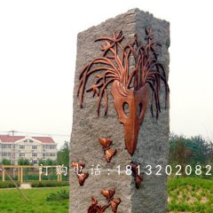鍛銅浮雕，蝴蝶蘭花銅浮雕