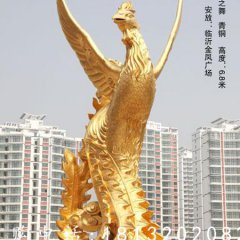 鳳之舞銅雕，鎏金銅鳳凰雕塑