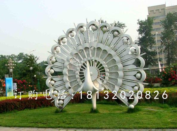 不銹鋼孔雀雕塑，公園抽象孔雀雕塑