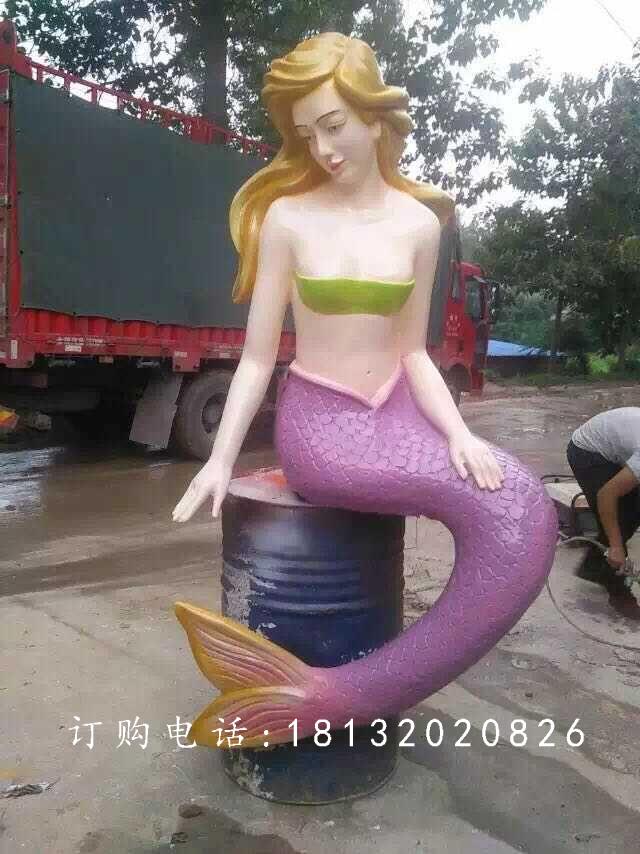 玻璃鋼美人魚雕塑，玻璃鋼彩繪雕塑 (1)