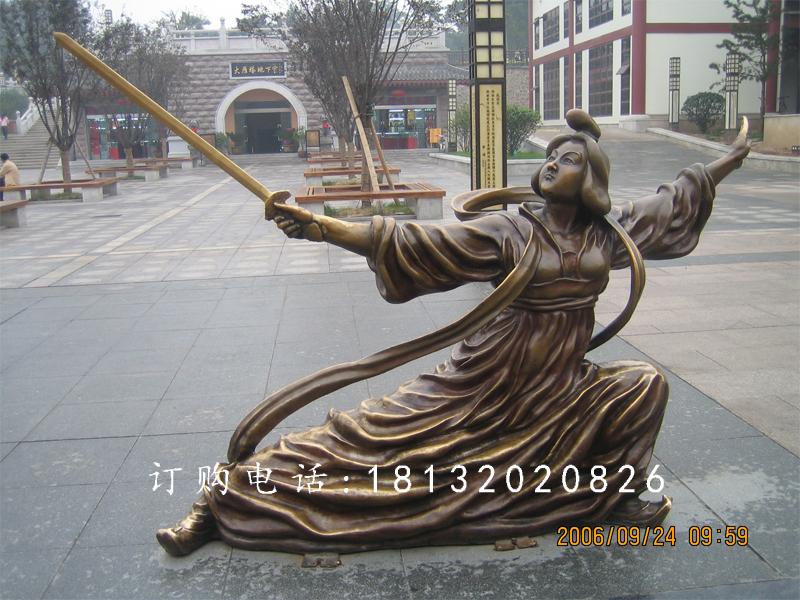 古代美女舞劍銅雕，廣場人物銅雕
