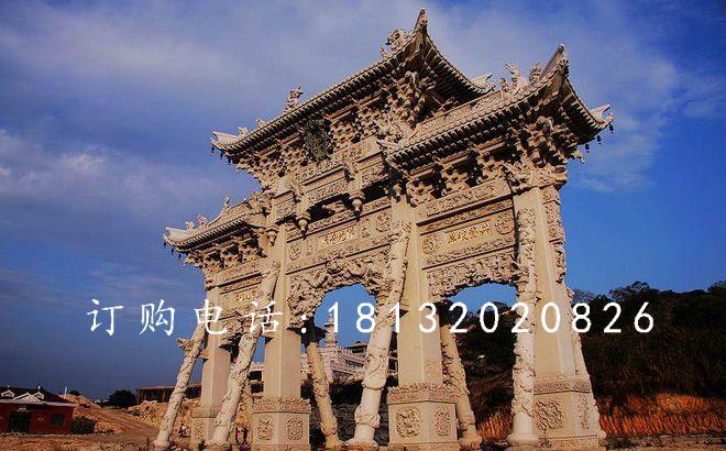 三門石牌樓，大理石牌樓雕塑 (2)
