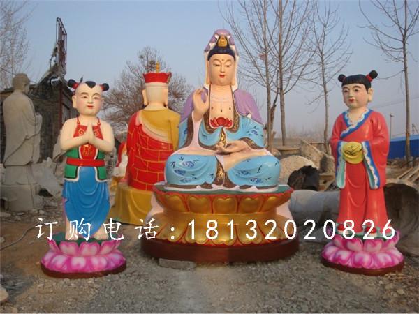 玻璃鋼觀世音雕塑，彩繪佛像雕塑