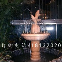 晚霞紅噴泉石雕，石雕魚噴泉