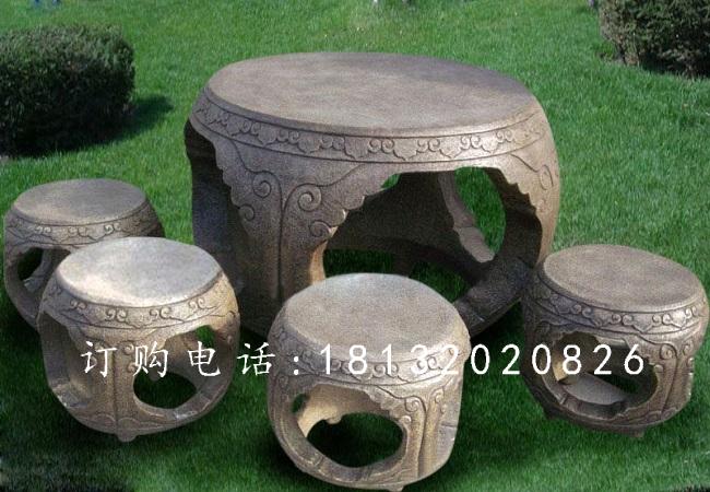 仿古石雕桌凳，庭院桌椅石雕