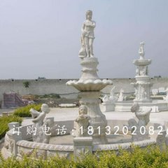 漢白玉噴泉石雕，廣場人物石噴泉